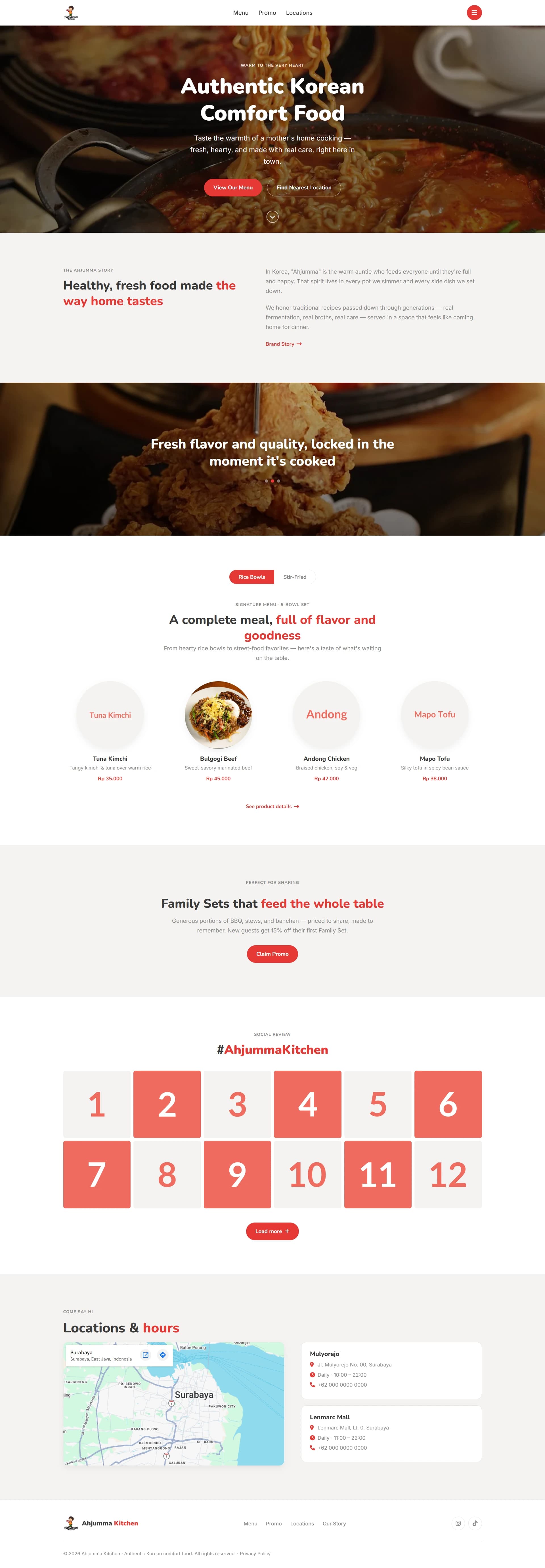 Ahjumma Kitchen — Website Brand Kuliner