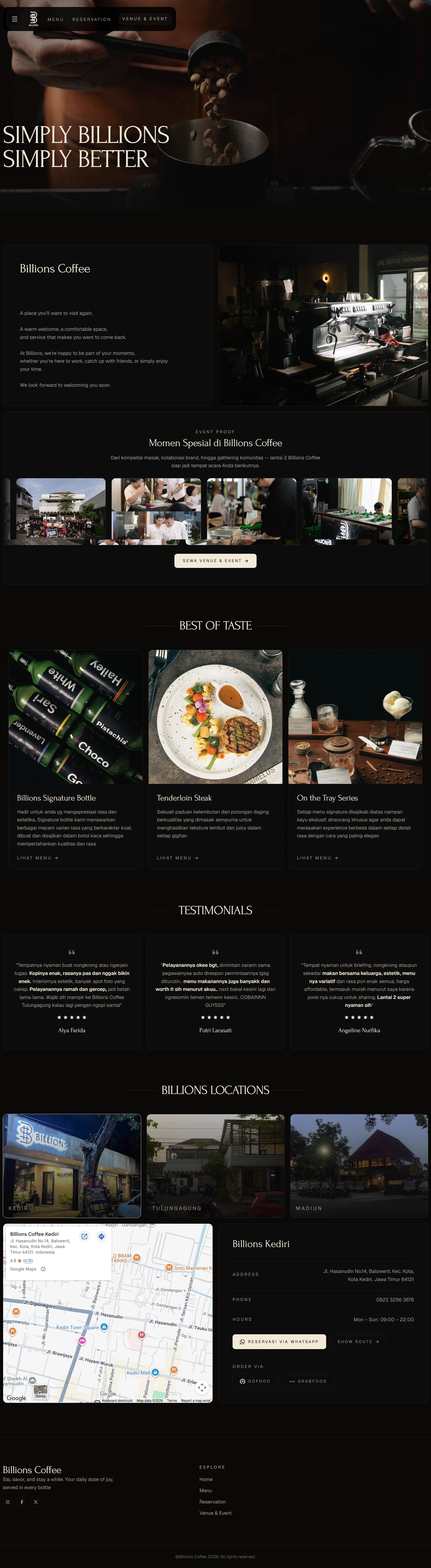 Billions Coffee — Website Company Profile